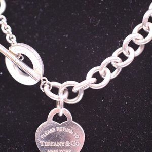 Return To Tiffany Heart Tag 925 Sterling Silver 16" Toggle Necklace Cable Link